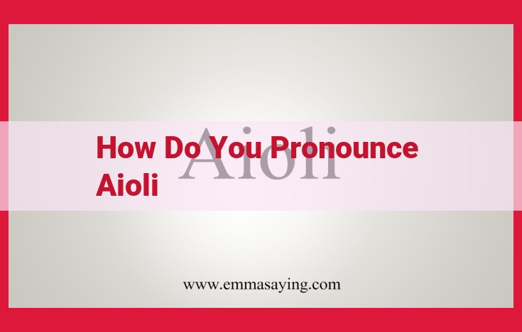 Definitive Guide to Pronouncing "Aioli" According to Culinary Authorities