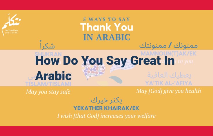 Explore Arabic Expressions for "Great": A Comprehensive Guide to Magnifying Language