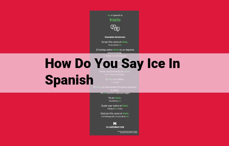 Spanish Translation for "Ice": Hielo and Its Properties