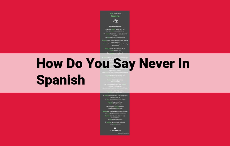 Mastering "Never" in Spanish: The Ultimate Guide to Synonyms and Conjugations