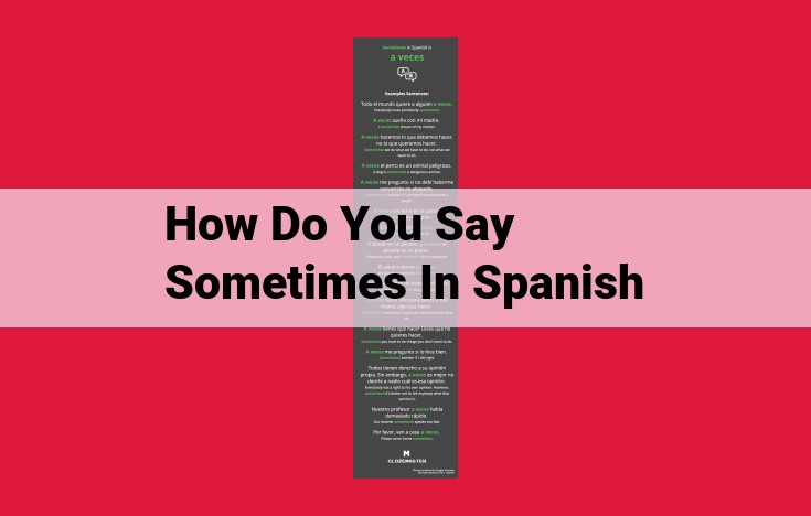 Learn How to Say "Sometimes" in Spanish with these 4 Essential Phrases