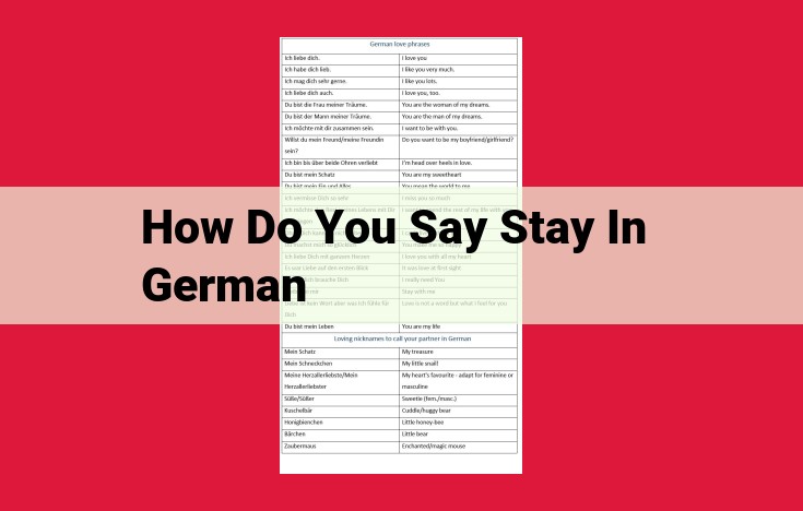 How to Say "Stay" in German: A Comprehensive Guide to "Bleiben"