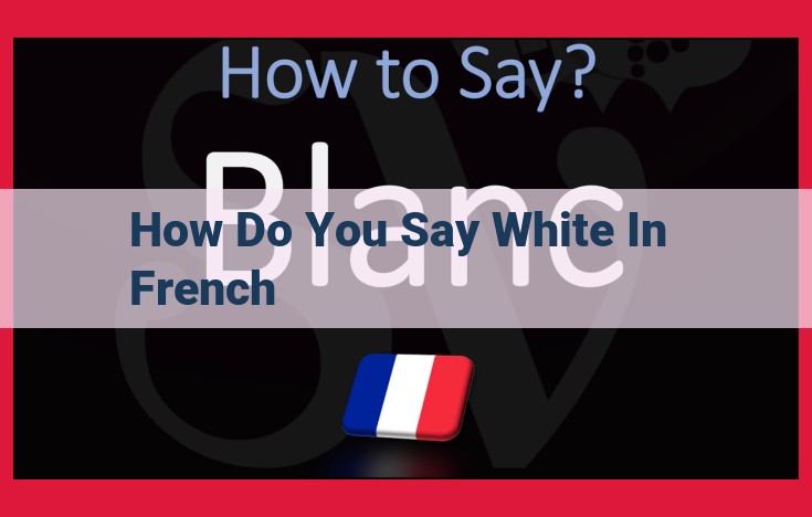 Blanc: Exploring the Nuances of White in the French Language