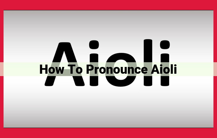 How to Pronounce "Aioli": A Step-by-Step Guide for Perfect Enunciation