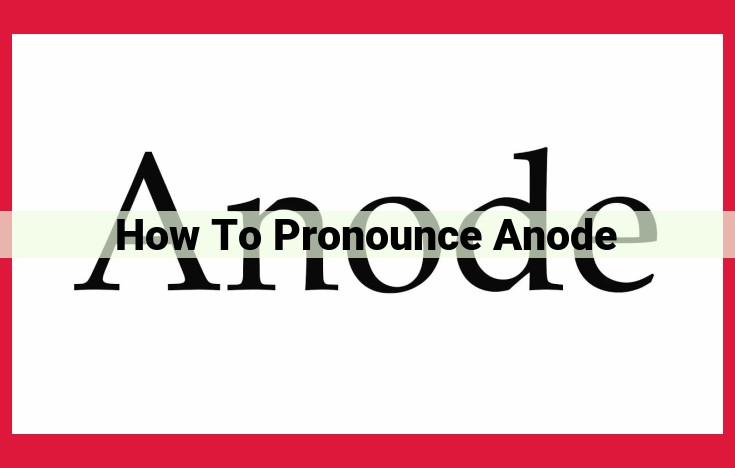 Master the Pronunciation of "Anode": A Comprehensive Guide to Break Down Syllables