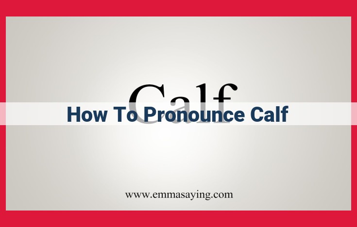 Ultimate Guide: Mastering the Pronunciation of "Calf" with Ease