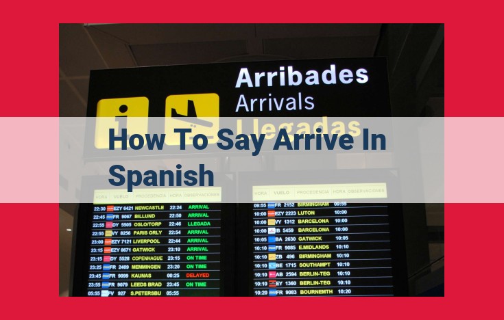 How to Say "Arrive" in Spanish: Essential Vocabulary and Expressions