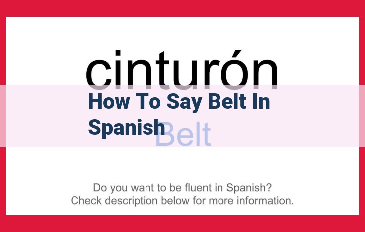 How to Say "Belt" in Spanish: Ultimate Guide to "Cinturón"