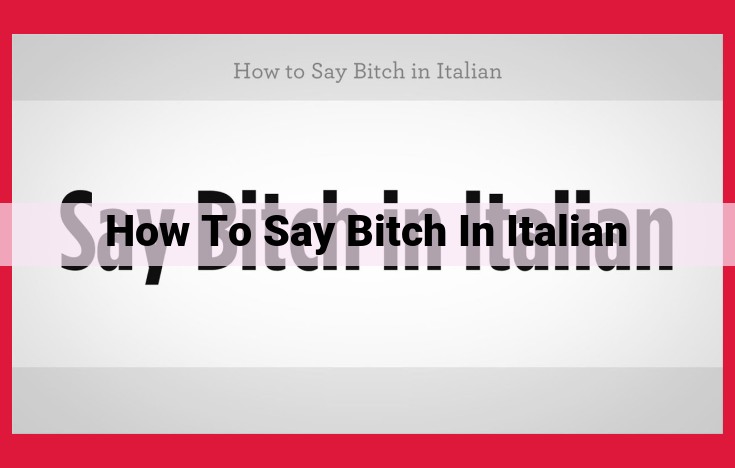 Mastering the Italian Expression "Bitch": A Comprehensive Guide