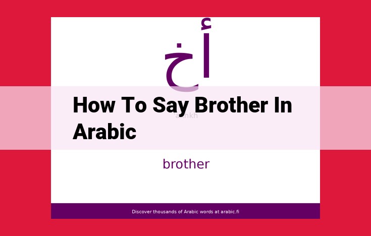 How to Say "Brother" in Arabic: From Informal to Formal