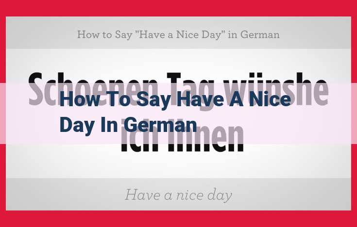 German Daytime Salutations for Parting: Have a Pleasant Day