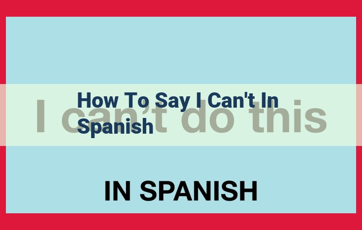 How to Say "I Can't" in Spanish: A Comprehensive Guide