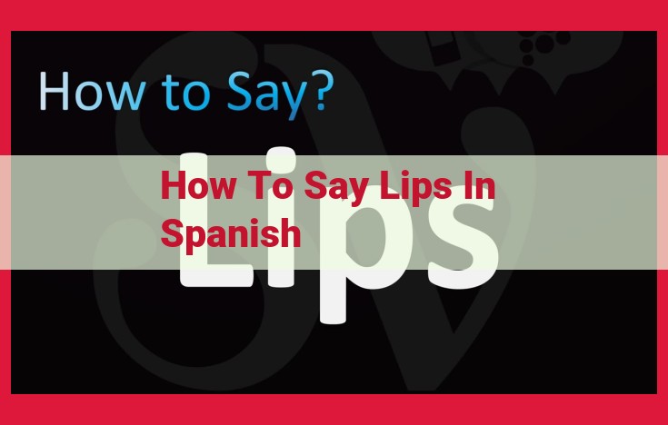 Mastering Spanish Vocabulary: How to Pronounce "Lips" (labios) Correctly