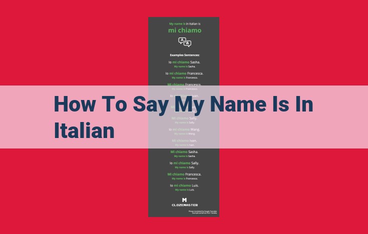 How to Express "My Name Is" in Italian (Male and Female Forms)