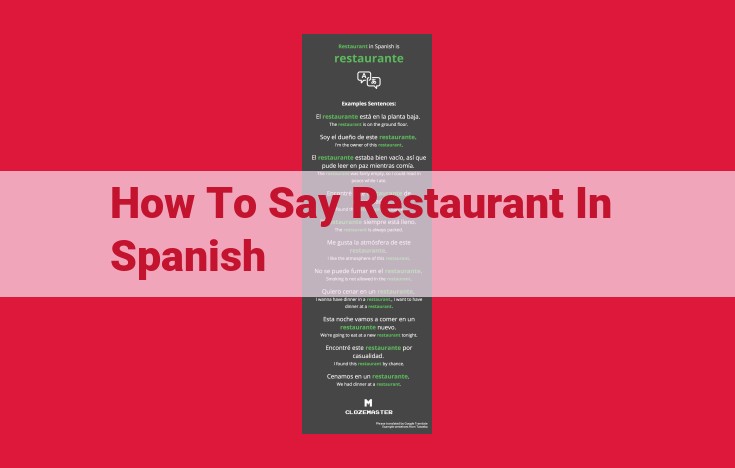 How to Say "Restaurant" in Spanish: The Ultimate Guide