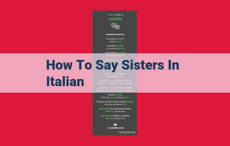 Italian Vocabulary: Exploring the Word "Sorella" (Sister) and Its Variations