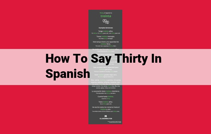 Expressing "Thirty" in Spanish: A Comprehensive Guide to "Treinta"