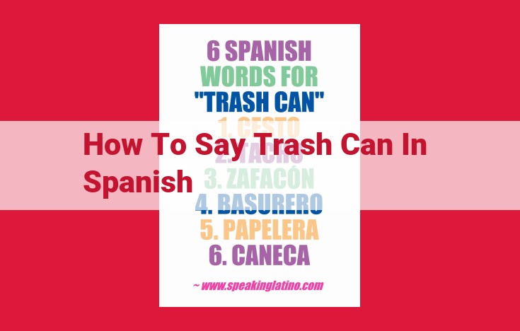 How to Say "Trash Can" in Spanish: 4 Common Terms