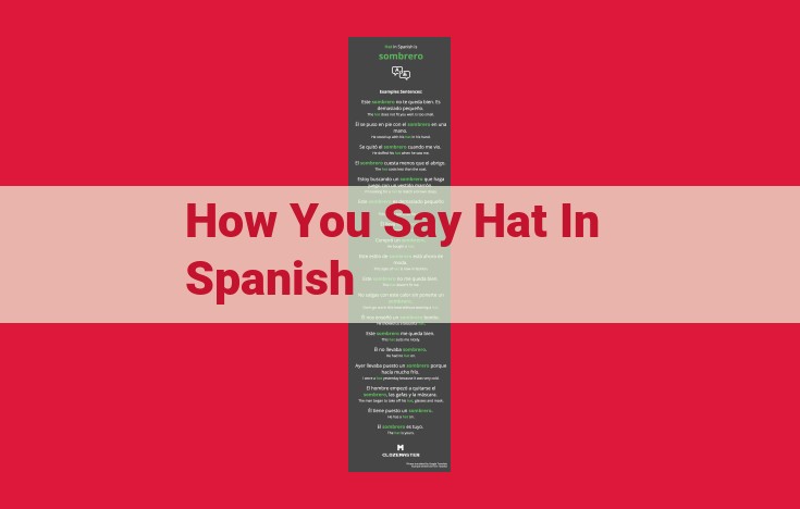 How to Say "Hat" in Spanish: A Comprehensive Guide to Sombrero