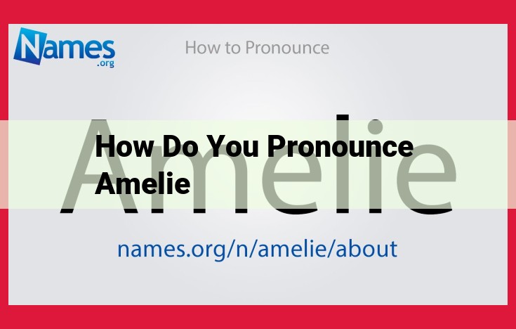 How to Pronounce Amélie: A Guide to the Perfect Pronunciation