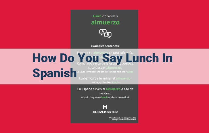 Lunch in Spanish: The Interchangeable "Almuerzo" and "Comida"