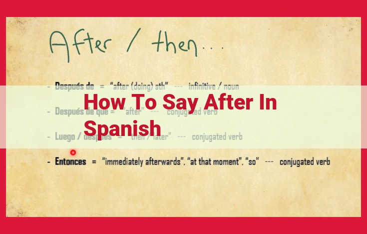 How to Express "After" in Spanish: A Guide to "Después"